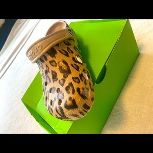 Never Worn Cheetah Print Crocs